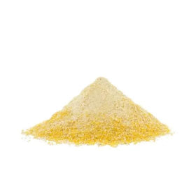 Bob's Red Mill gluten-free cornmeal four-pack on shelf, convenient for gluten-free bakers.