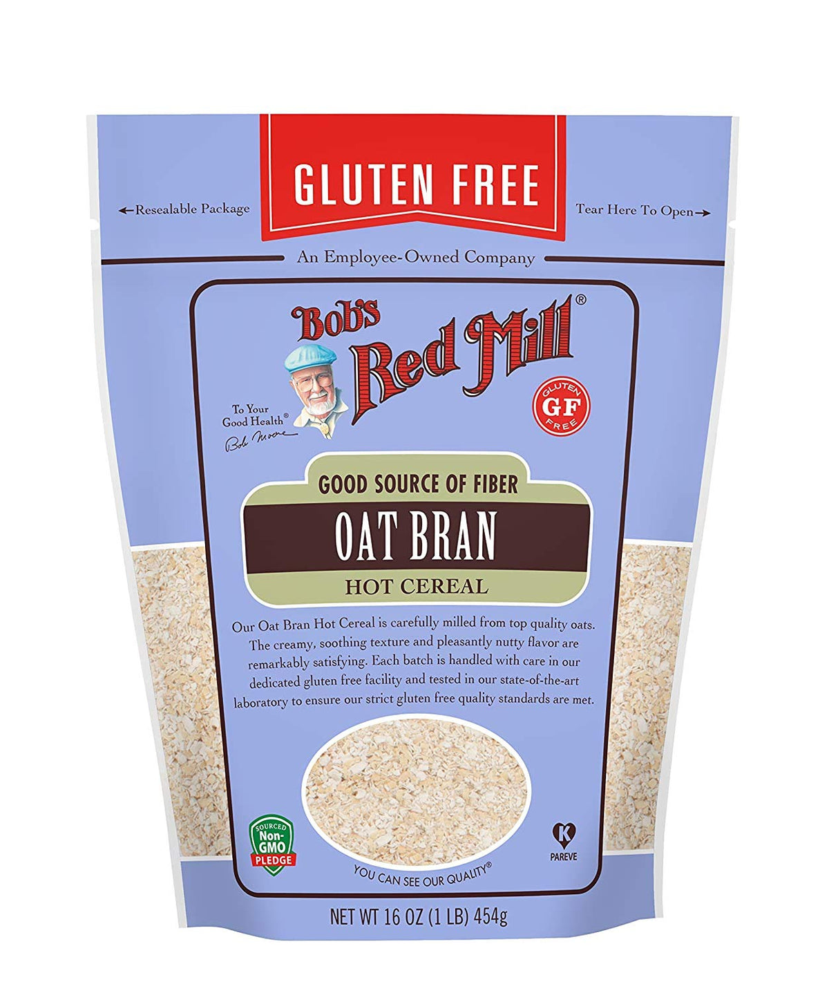 Bob's Red Mill gluten-free oat bran hot cereal in a creamy bowl for a fiber-rich breakfast