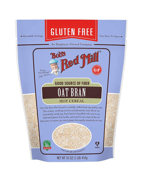 Bob's Red Mill gluten-free oat bran hot cereal in a creamy bowl for a fiber-rich breakfast