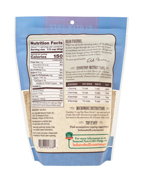 Bob's Red Mill gluten free oat bran packaging with 16 oz packs