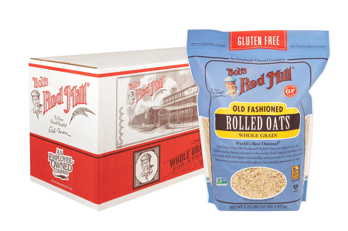 Bob's Red Mill gluten-free old-fashioned oats in a steaming bowl for a hearty breakfast.