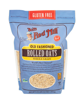 Bob's Red Mill gluten-free oats pack, convenient for hot cereals and baking.