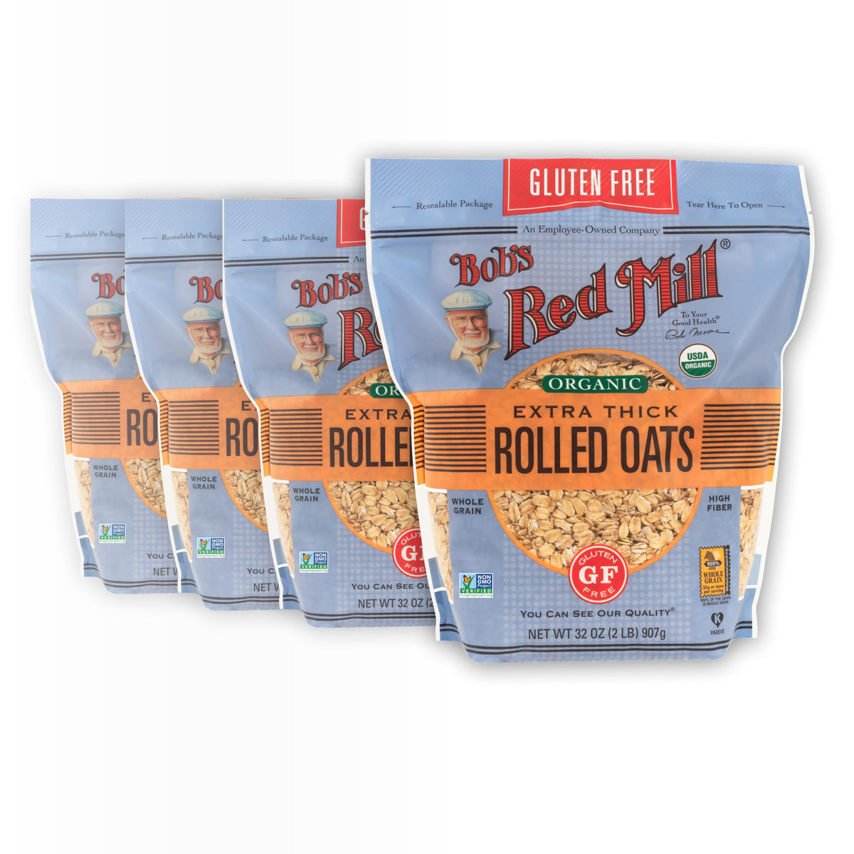 Bob's Red Mill gluten-free organic extra thick oats in a bowl for a hearty breakfast