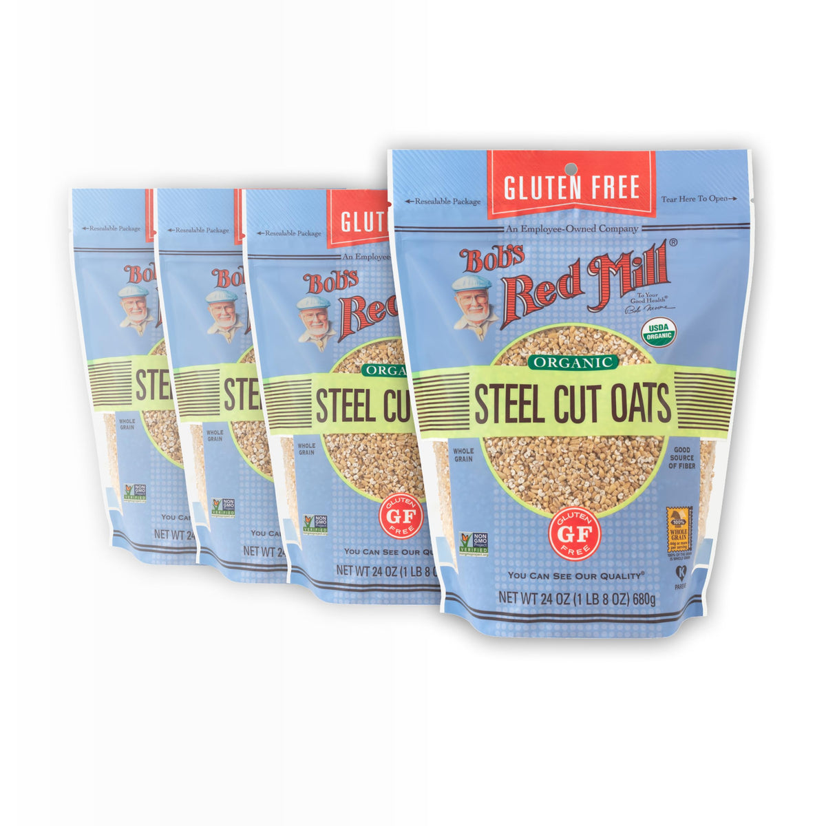 Bob's Red Mill gluten-free organic steel-cut oats 24oz pack bag for hearty breakfasts