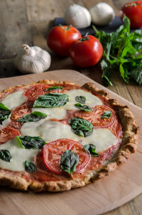 Bob's Red Mill gluten-free pizza crust baked into a perfect 12-inch crust.