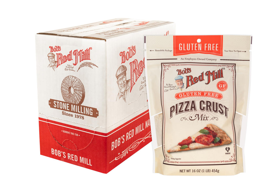 Bob's Red Mill gluten-free pizza crust mix packaging for quick crusts.