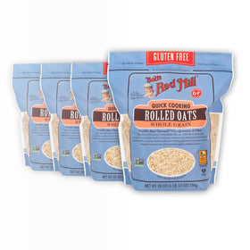 Bob's Red Mill gluten-free quick cooking oats bag for easy, shelf-stable breakfasts.