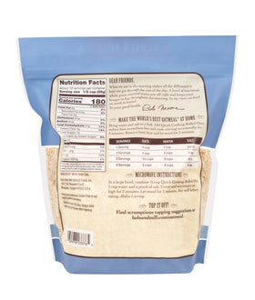 Bob's Red Mill gluten-free quick cooking oats measured in a cup for precise portions.