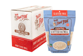 Bob's Red Mill gluten free Scottish oatmeal packaging highlights gluten free facility
