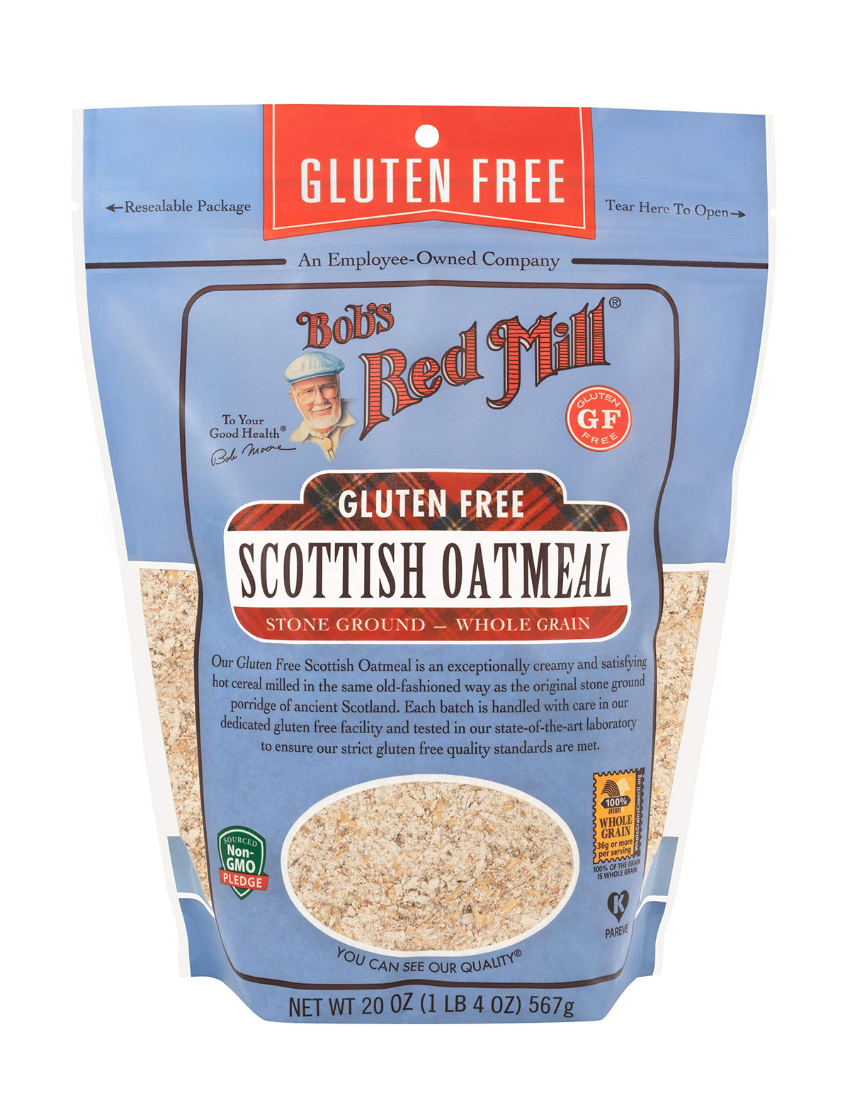 Bob's Red Mill gluten free Scottish oatmeal porridge bowl ready to enjoy creamy breakfast