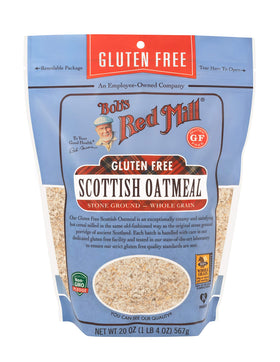 Bob's Red Mill gluten free Scottish oatmeal porridge bowl ready to enjoy creamy breakfast