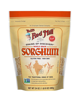 Bob's Red Mill gluten free sorghum bag front, versatile whole grain.