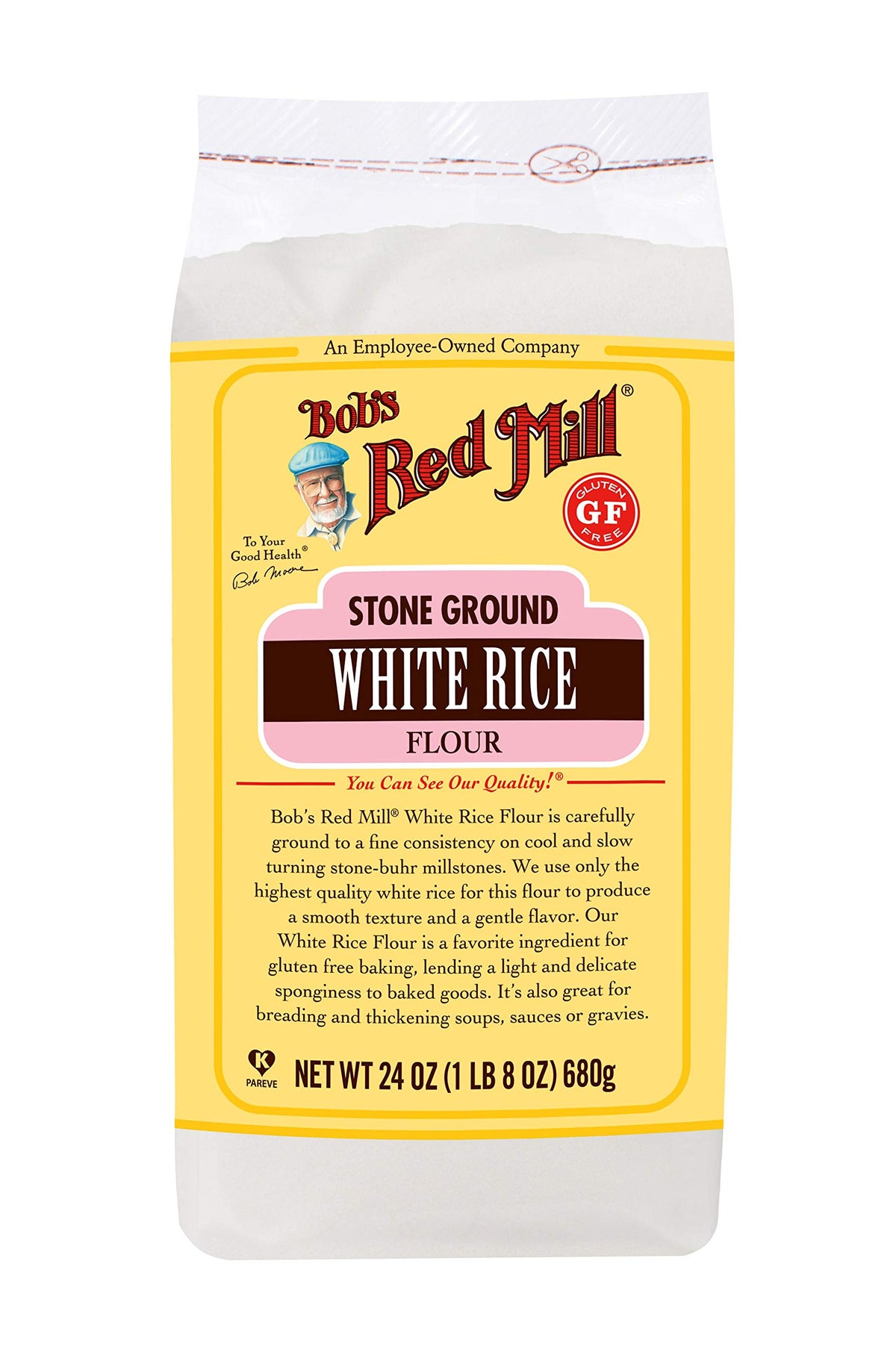 Bob's Red Mill gluten-free white rice flour bag for versatile baking