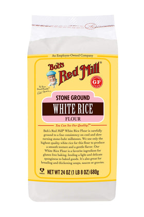 Bob's Red Mill gluten-free white rice flour bag for versatile baking