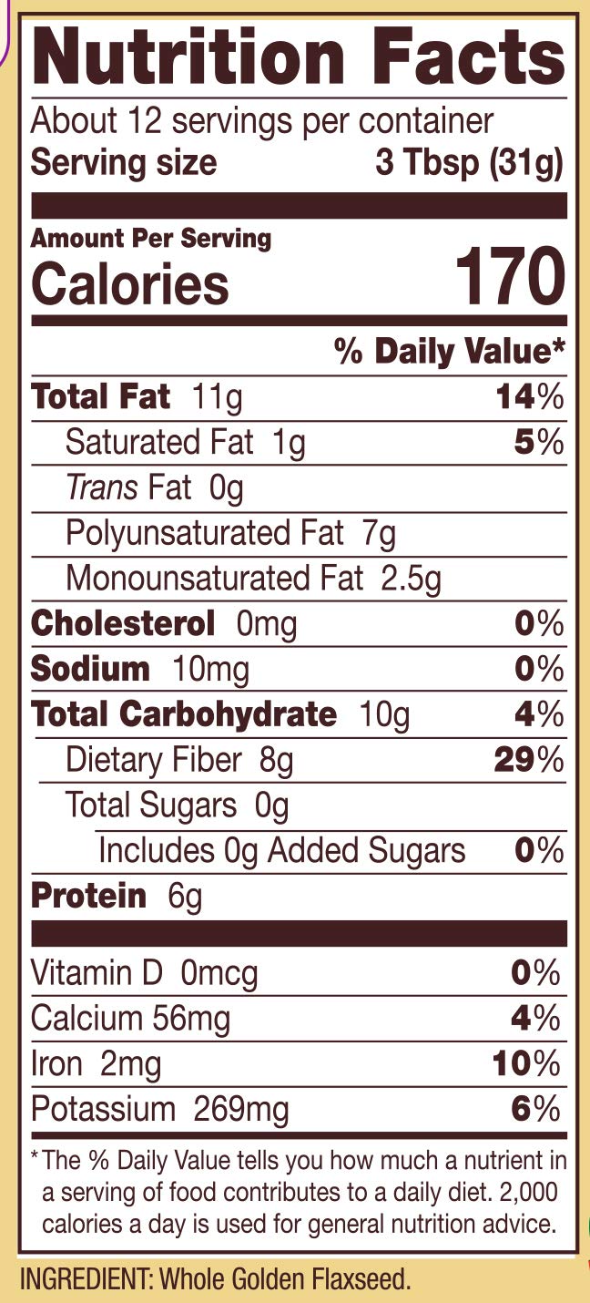 Bob's Red Mill Golden Flaxseeds ground meal sprinkled on yogurt for added fiber.