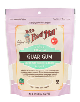 Bob's Red Mill Guar Gum packaging in the pantry for easy storage.