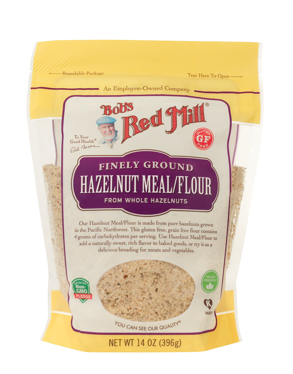 Bob's Red Mill hazelnut flour bag for gluten-free baking and rich flavor