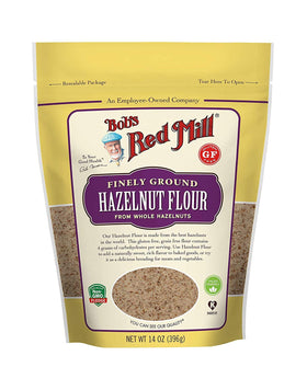 Bob's Red Mill Hazelnut Flour pack front, paleo-friendly and low-carb.