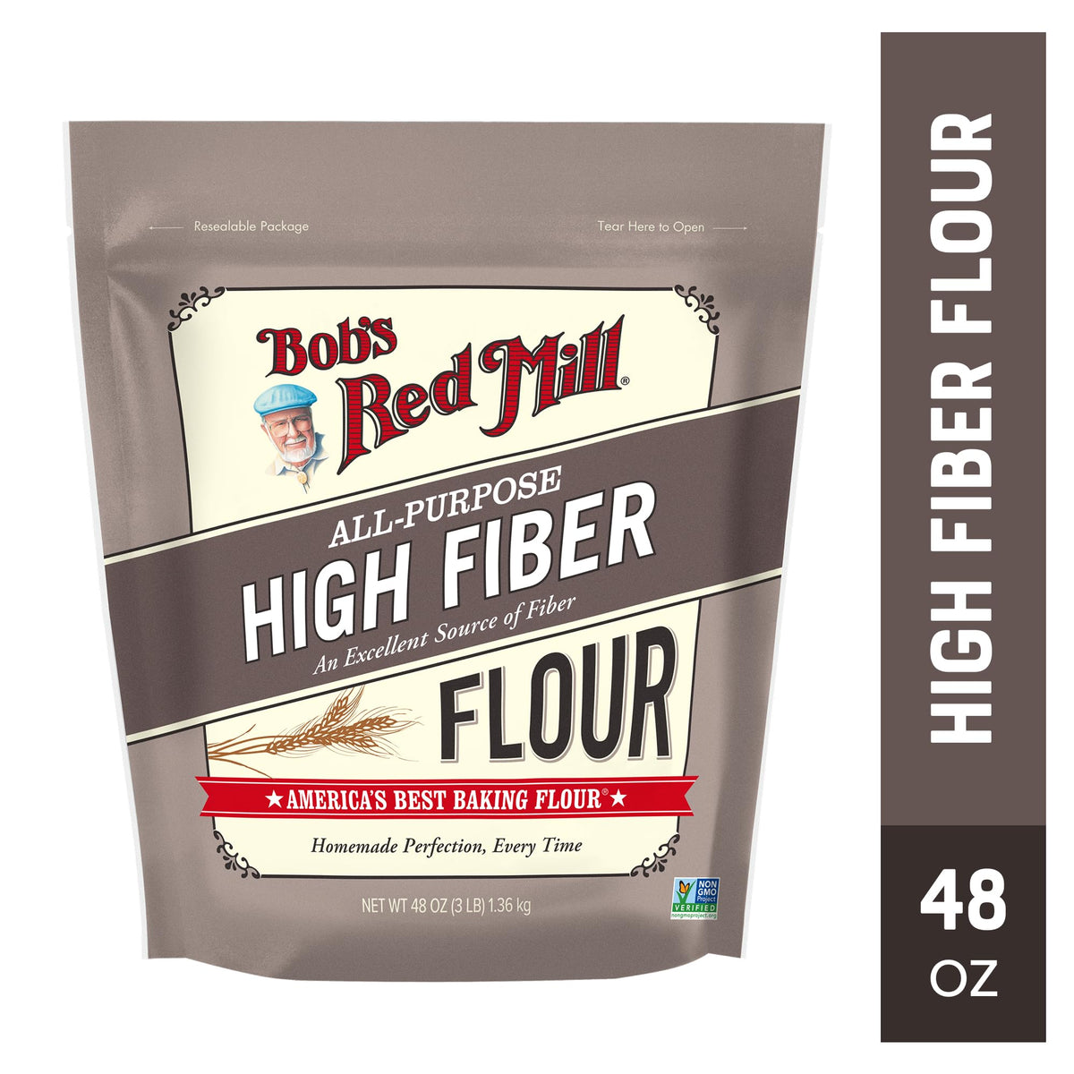 Bob's Red Mill High Fiber Flour bread loaf with fiber boost.