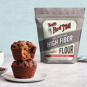 Bob's Red Mill High Fiber Flour in the oven delivering tender baked goods.