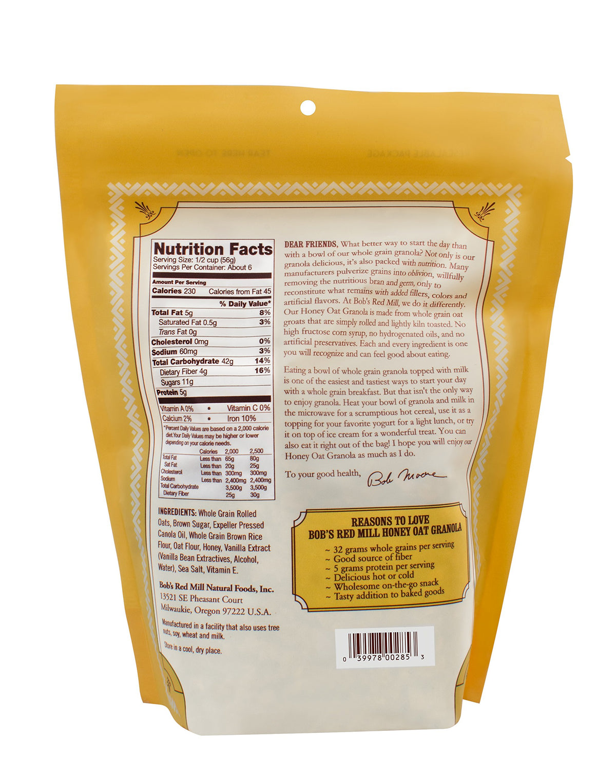 Bob's Red Mill Honey Oat Granola serving scoop image illustrating an easy snack option