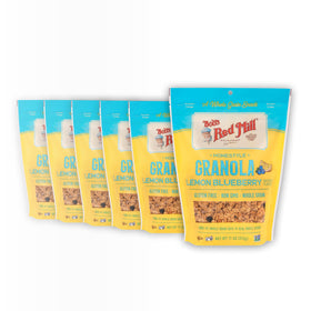 Bob's Red Mill Lemon Blueberry Granola bag front highlights wholesome whole grains for a quick morning