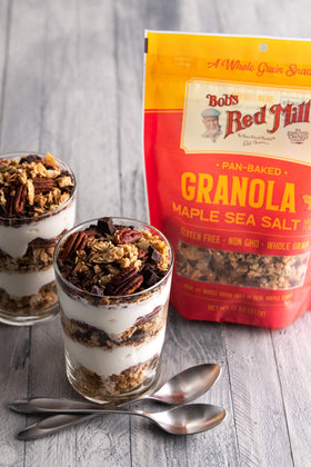 Bob's Red Mill Maple Sea Salt Granola with toasted coconut and seeds for a satisfying snack.