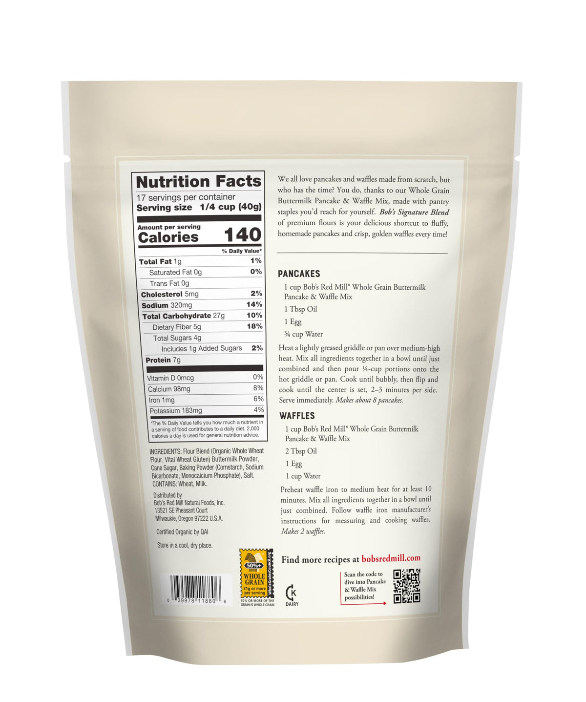 Bob's Red Mill ready-to-use mix simplifies morning prep with simple ingredients