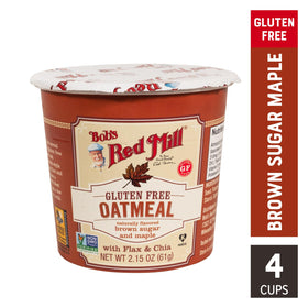 Bob's Red Mill Oatmeal Cup Apple Cinnamon flavor with real fruit and spice.