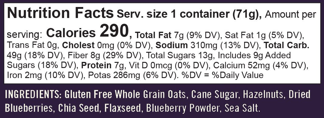 Bob's Red Mill oats with flax and chia seeds, fiber-friendly