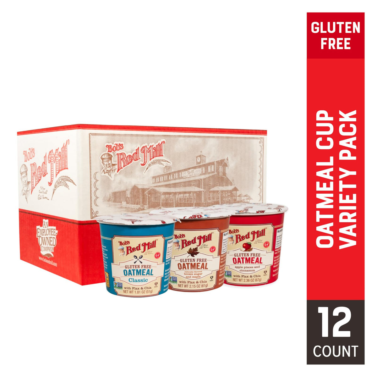 Bob's Red Mill Oatmeal Cup Maple Brown Sugar flavor for cozy mornings.