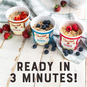 Bob's Red Mill Oatmeal Cup microwave-ready for in-minute meals.