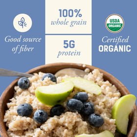 Bob's Red Mill oats in a bowl with fruit and nuts for balance