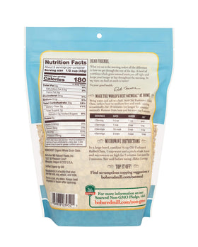Bob's Red Mill oats measured in a recipe-ready portion on the counter.