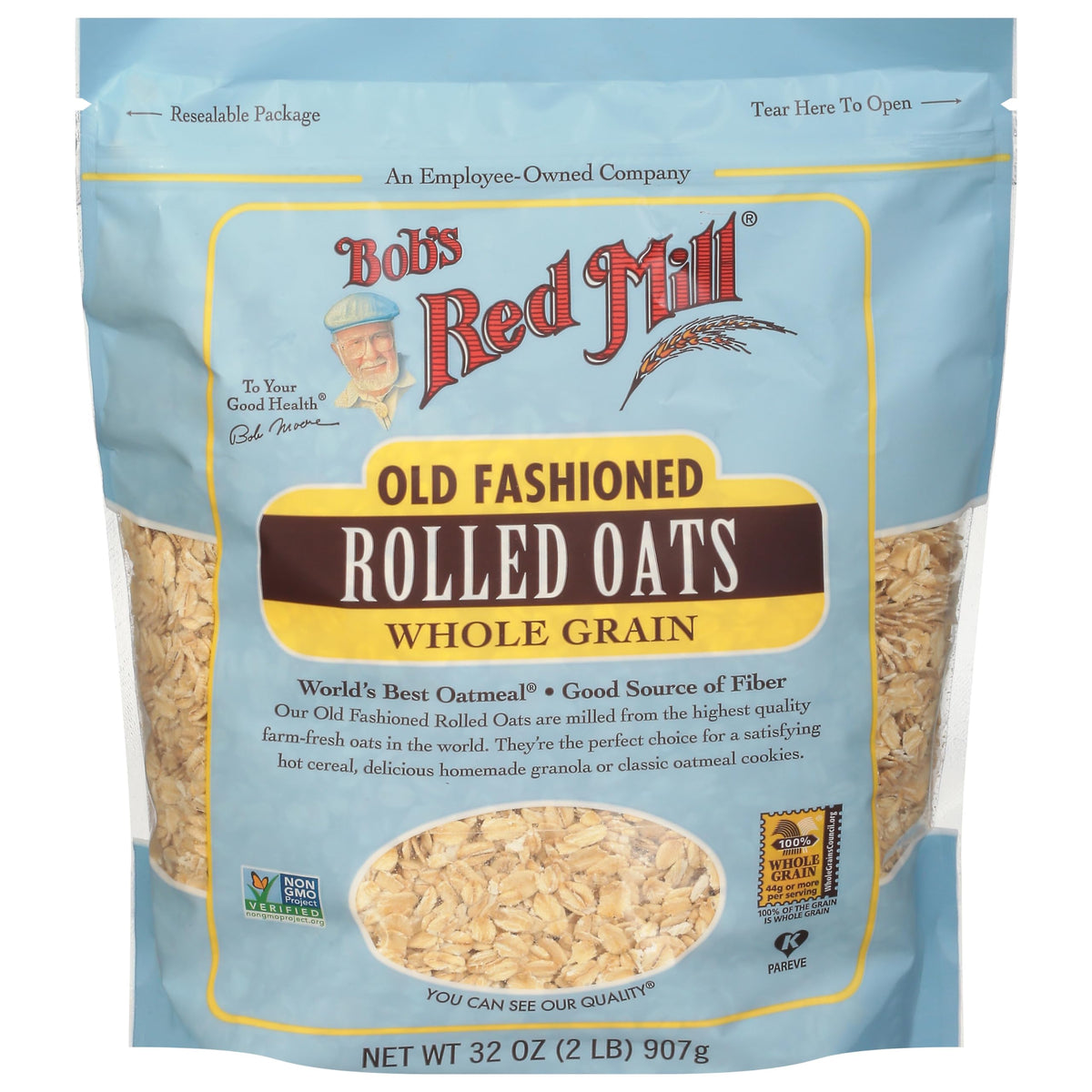 Bob's Red Mill oats being poured into a bowl highlighting texture and aroma