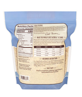 Bob's Red Mill oats being poured from a measuring cup into a pot