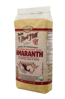 Bob's Red Mill organic amaranth bag signals a pantry staple.
