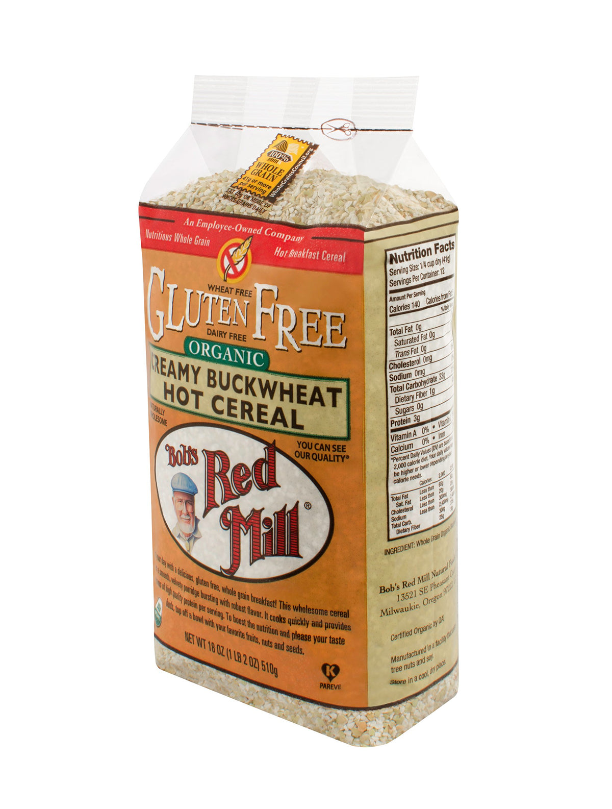 US origin label on Buckwheat cereal packaging for fresh mornings.