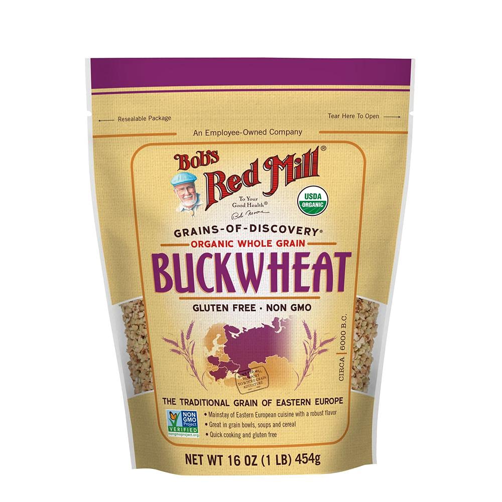 Bob's Red Mill Organic Buckwheat Groats 2-pack front view for pantry convenience.