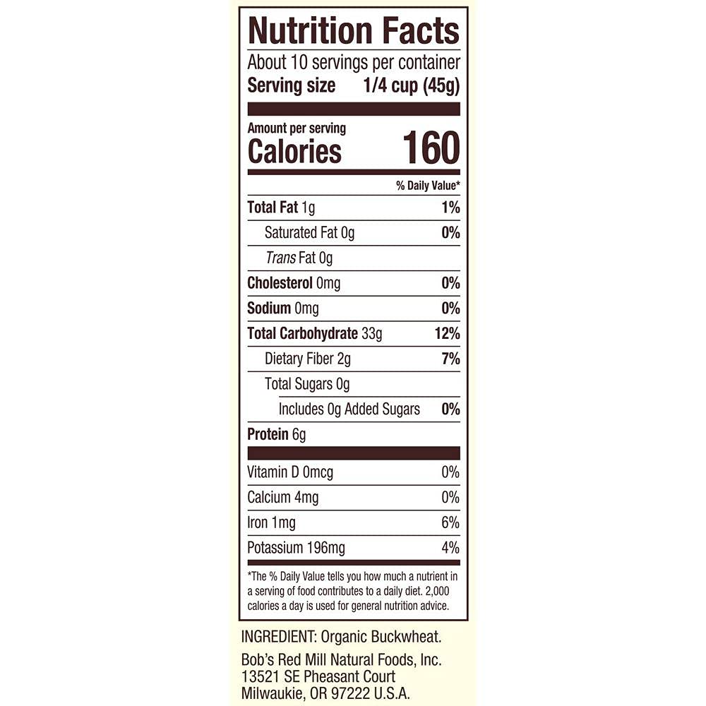 Bob's Red Mill Organic Buckwheat Groats raw grains show wholesome texture.
