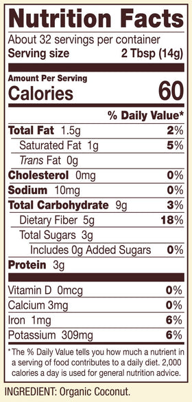 Bob's Red Mill Organic Coconut Flour ingredients – organic, non-GMO and clean-label baking.