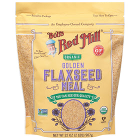 Bob's Red Mill flaxseed meal sprinkled on hot cereal adds nutty flavor