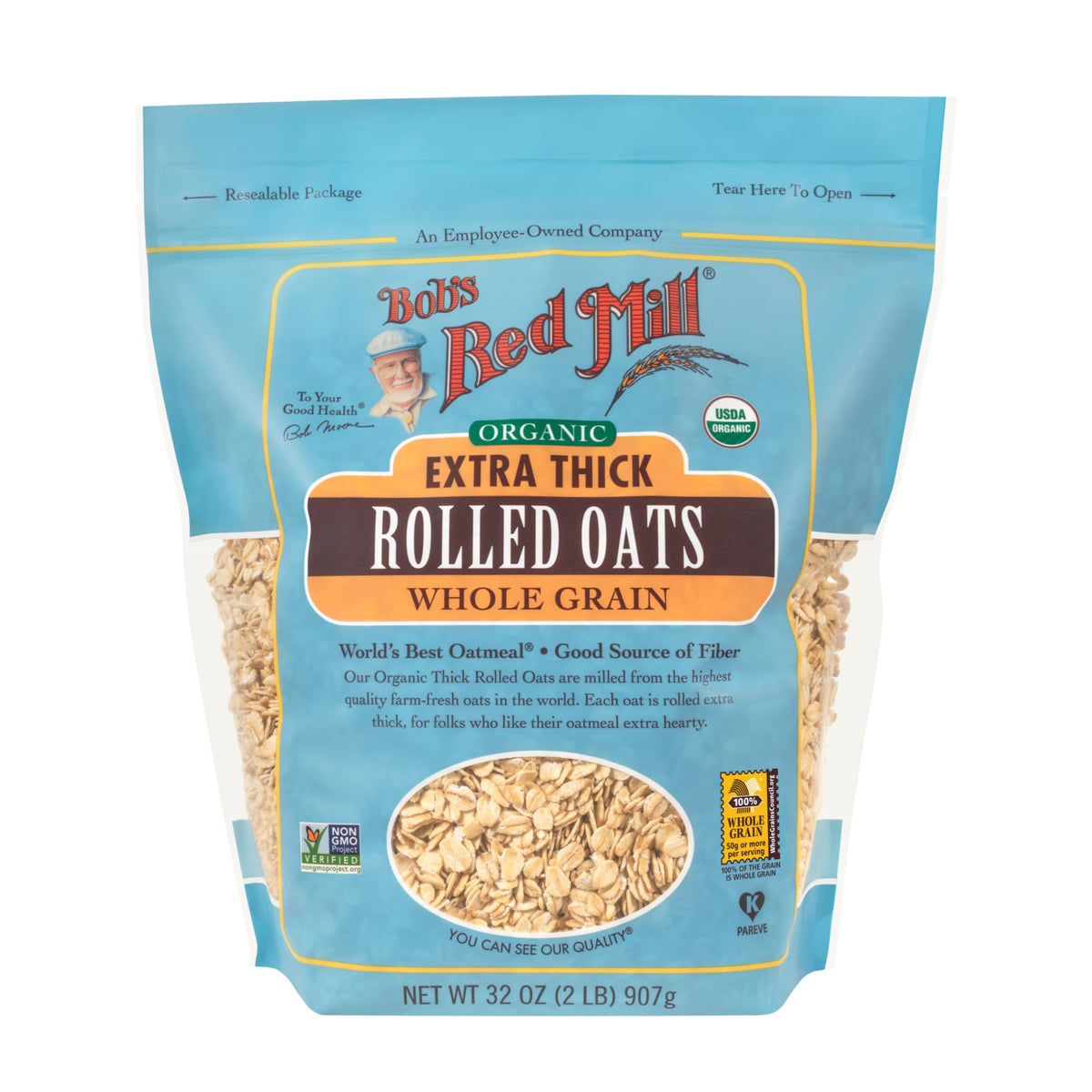 Bob's Red Mill Organic Non-GMO certification label on packaging