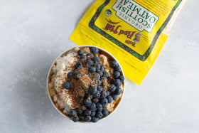 Bob's Red Mill Organic Scottish Oatmeal served with fruit for fiber