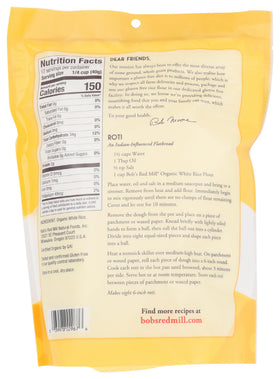 Open bag of Bob's Red Mill Organic White Rice Flour for versatile cooking