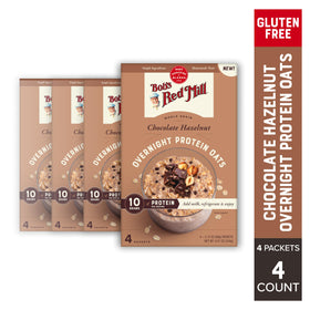 Bob's Red Mill Overnight Protein Oat Packets chocolate hazelnut bowl ready to mix.