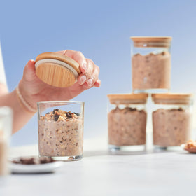 Bob's Red Mill Overnight Protein Oat Packets ingredients close-up highlights wholesome grains.