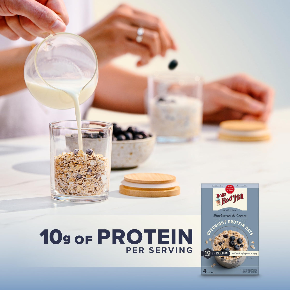 Spoonful of Bob's Red Mill oats reveals creamy texture