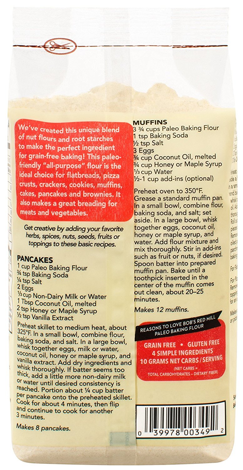 Close-up of paleo flour bag showing texture, ideal for gluten-free recipes.