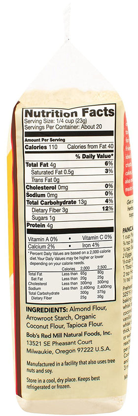 Pouring Bob's Red Mill paleo flour into a bowl for grain-free batter.